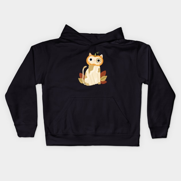 Pumpkin cat Kids Hoodie by Carlotta Illustration